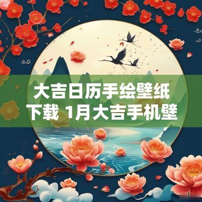 大吉日历手绘壁纸下载 1月大吉手机壁纸