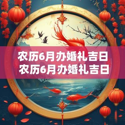 农历6月办婚礼吉日 农历6月办婚礼吉日有哪些