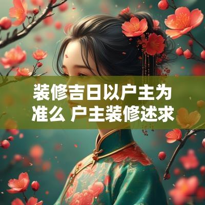 装修吉日以户主为准么 户主装修述求
