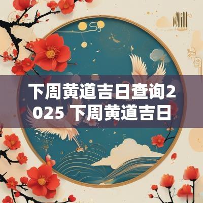 下周黄道吉日查询2025 下周黄道吉日