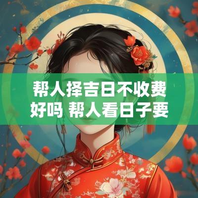 帮人择吉日不收费好吗 帮人看日子要收钱吗