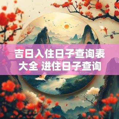 吉日入住日子查询表大全 进住日子查询