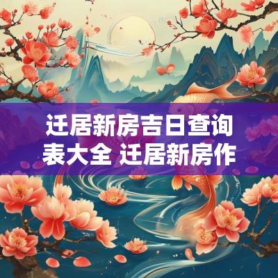 迁居新房吉日查询表大全 迁居新房作四句