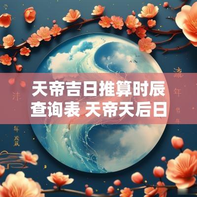天帝吉日推算时辰查询表 天帝天后日推算