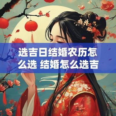选吉日结婚农历怎么选 结婚怎么选吉日最好