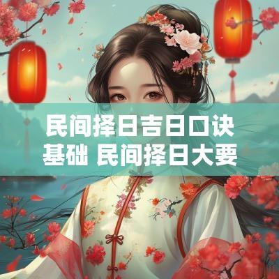 民间择日吉日口诀基础 民间择日大要