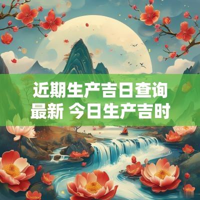 近期生产吉日查询最新 今日生产吉时查询