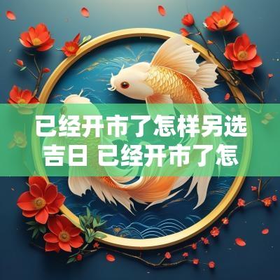 已经开市了怎样另选吉日 已经开市了怎样另选吉日呢
