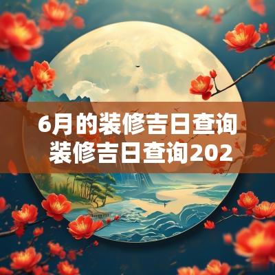 6月的装修吉日查询 装修吉日查询2025年6月黄道吉日