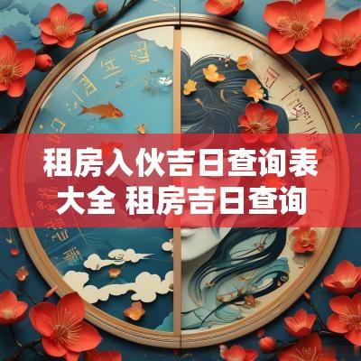 租房入伙吉日查询表大全 租房吉日查询