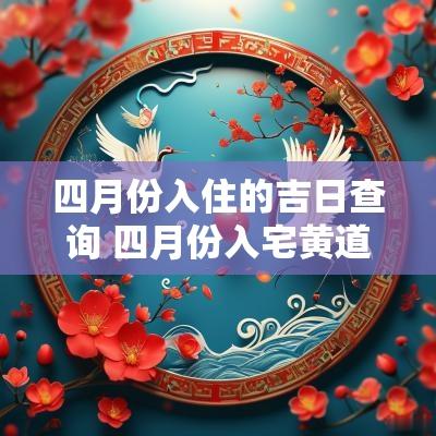 四月份入住的吉日查询 四月份入宅黄道吉日查询