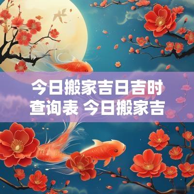 今日搬家吉日吉时查询表 今日搬家吉时查询几点