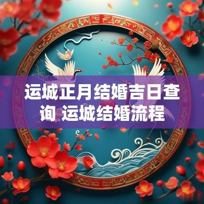 运城正月结婚吉日查询 运城结婚流程