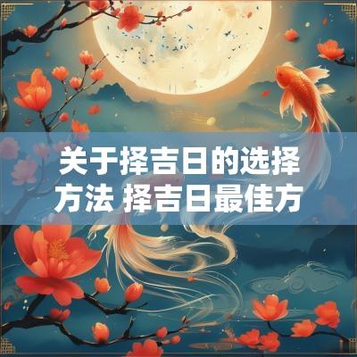 关于择吉日的选择方法 择吉日最佳方法