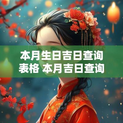 本月生日吉日查询表格 本月吉日查询