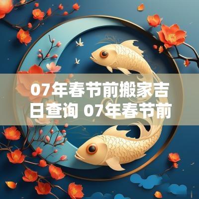 07年春节前搬家吉日查询 07年春节前搬家吉日查询大全