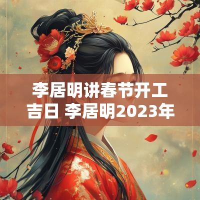 李居明讲春节开工吉日 李居明2025年12月吉日