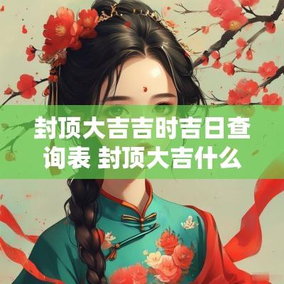 封顶大吉吉时吉日查询表 封顶大吉什么日子好