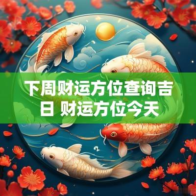下周财运方位查询吉日 财运方位今天