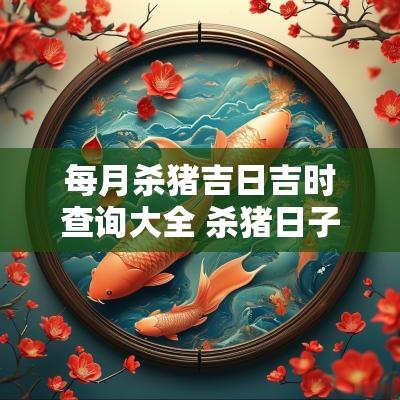 每月杀猪吉日吉时查询大全 杀猪日子黄历2025年吉日查询大全