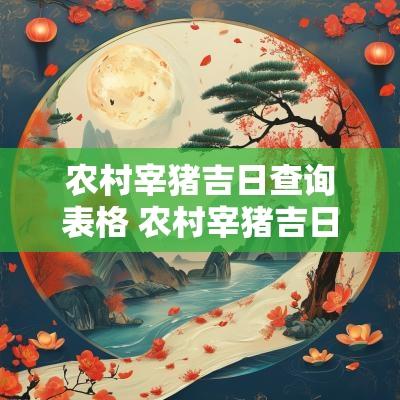 农村宰猪吉日查询表格 农村宰猪吉日查询表格大全