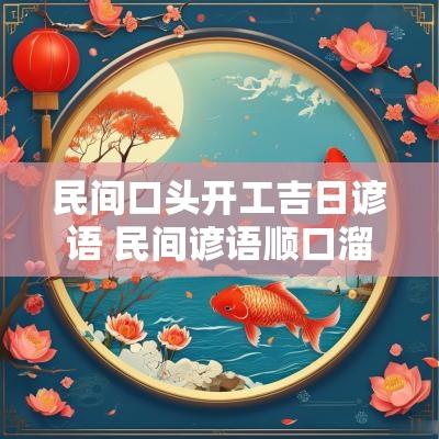 民间口头开工吉日谚语 民间谚语顺口溜