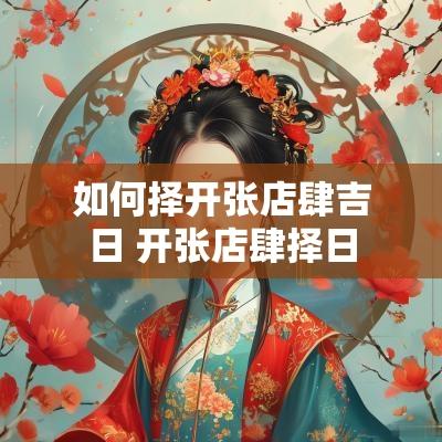 如何择开张店肆吉日 开张店肆择日