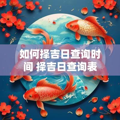 如何择吉日查询时间 择吉日查询表