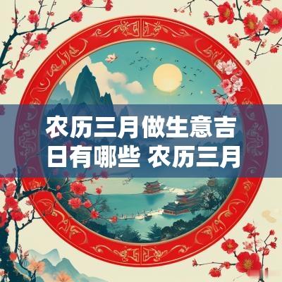 农历三月做生意吉日有哪些 农历三月份黄道吉日2025
