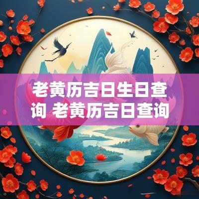 老黄历吉日生日查询 老黄历吉日查询
