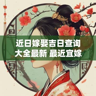 近日嫁娶吉日查询大全最新 最近宜嫁娶的日子时间