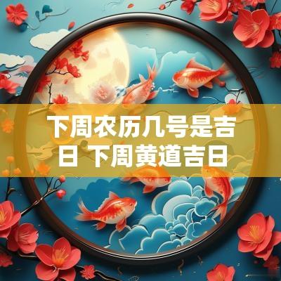 下周农历几号是吉日 下周黄道吉日