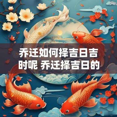 乔迁如何择吉日吉时呢 乔迁择吉日的正确方法