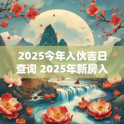 2025今年入伙吉日查询 2025年新房入伙的吉日和时间