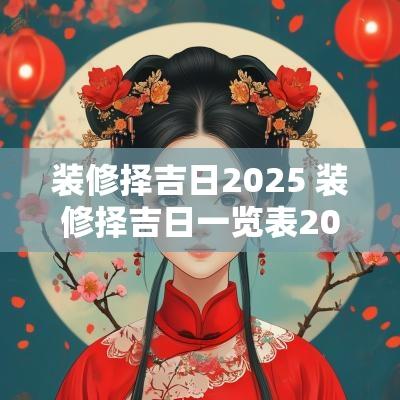 装修择吉日2025 装修择吉日一览表2025年11