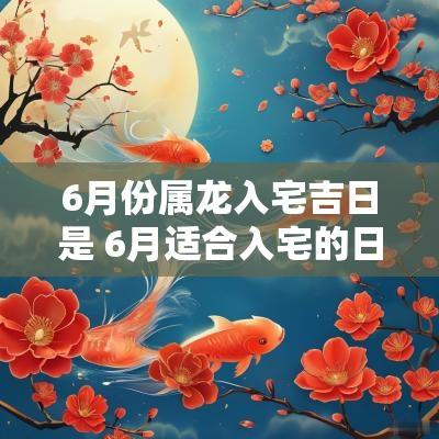 6月份属龙入宅吉日是 6月适合入宅的日子
