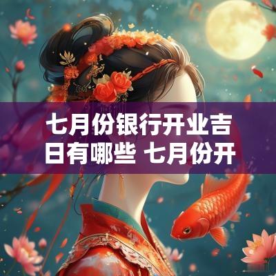 七月份银行开业吉日有哪些 七月份开业吉日查询