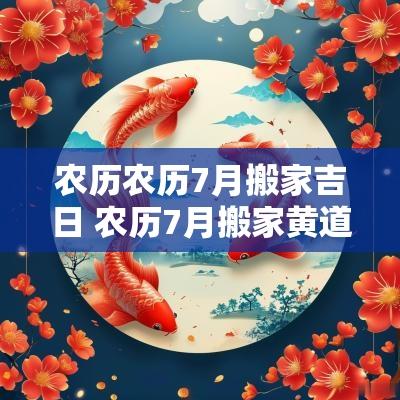 农历农历7月搬家吉日 农历7月搬家黄道吉日2025