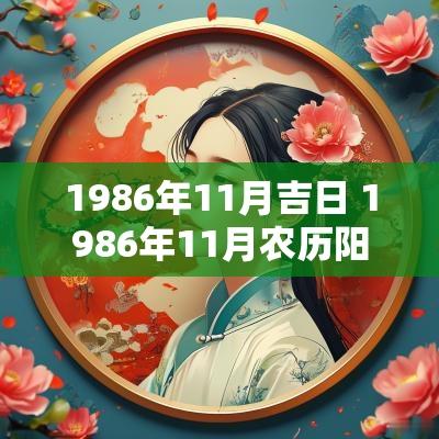 1986年11月吉日 1986年11月农历阳历表