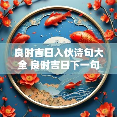 良时吉日入伙诗句大全 良时吉日下一句