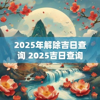 2025年解除吉日查询 2025吉日查询