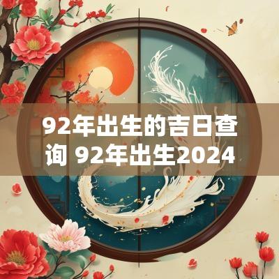 92年出生的吉日查询 92年出生2025年运势