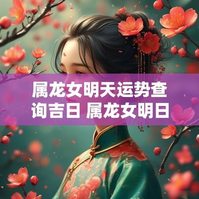 属龙女明天运势查询吉日 属龙女明日运势及财运如何