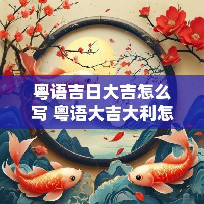 粤语吉日大吉怎么写 粤语大吉大利怎么说