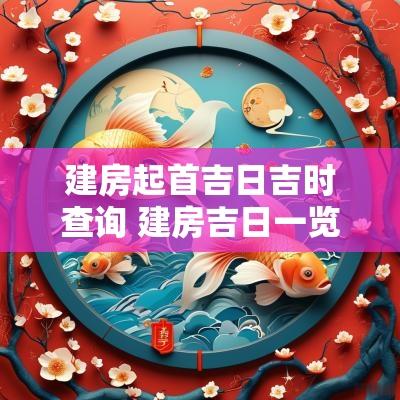 建房起首吉日吉时查询 建房吉日一览表大全