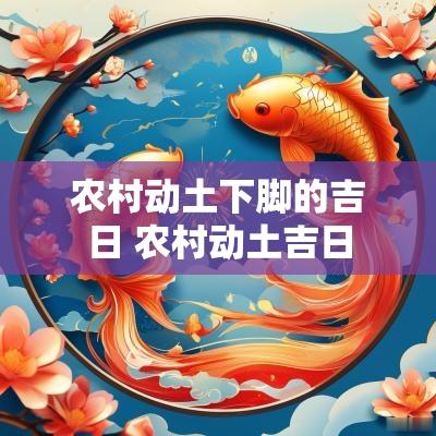 农村动土下脚的吉日 农村动土吉日