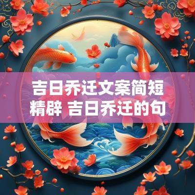吉日乔迁文案简短精辟 吉日乔迁的句子