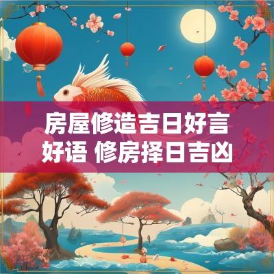 房屋修造吉日好言好语 修房择日吉凶要诀