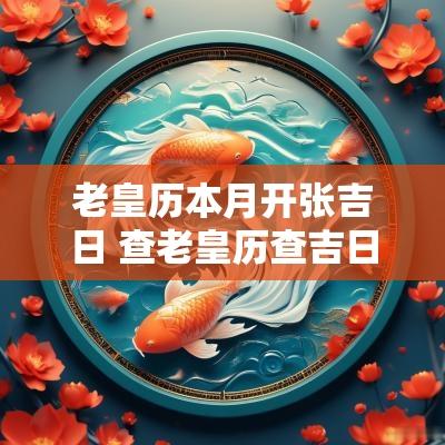 老皇历本月开张吉日 查老皇历查吉日