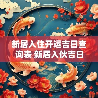 新居入住开运吉日查询表 新居入伙吉日查询
